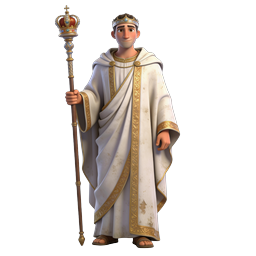 Pixar-Style 3D King Character with Royal Scepter