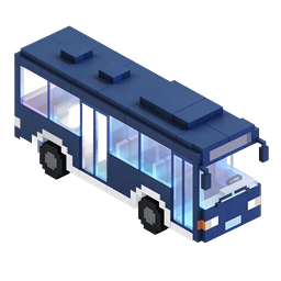 Pixel Art Bus Icon - 3D Isometric Voxel Transportation