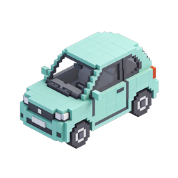 Pixel Art Isometric Car Icon - 3D Voxel Vehicle