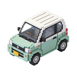 Pixel Art Voxel Car Icon - Isometric 3D Vehicle