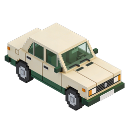 Pixel Art Classic Car Voxel Icon - Retro Vehicle