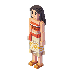Pixel Art Figure Icon: Playful Female Character