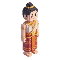 Pixel Art Girl Icon in Traditional Attire