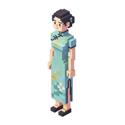 Stylized Pixel Art Lady Icon in Cheongsam
