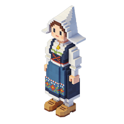 Pixel Art Woman in Traditional Dress Icon