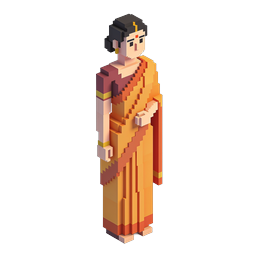 Pixel Art Woman in Sari Icon for Cultural Representation