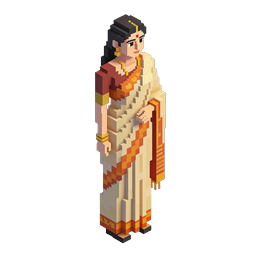 Elegant Pixel Art Woman in Sari Icon