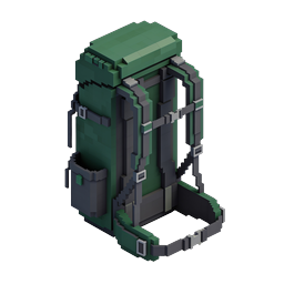 Pixel Art Backpack Icon - Isometric 3D Voxel Design