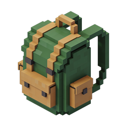 Pixel Art Isometric Backpack Icon for Gaming & Apps