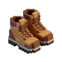 Pixel Voxel Boots Icon - 3D Isometric Block Style