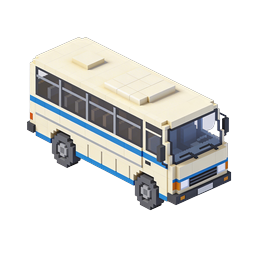 Pixel Art Isometric Bus Icon - Retro Voxel Vehicle