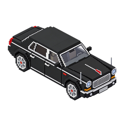 Pixel Art Classic Black Sedan Car Icon - Retro Voxel Style
