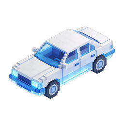 Pixel Voxel Car Icon - Isometric 3D Gaming Vehicle