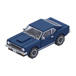 Pixel Art Isometric Car Icon - Retro Blue Vehicle