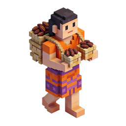 Pixel-Art Kaffeebauer 3D Isometrisches Icon