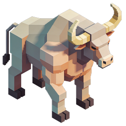 Pixel Horned Dog Icon - Isometric Voxel Style