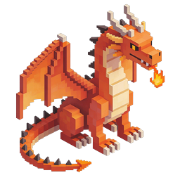 Icona drago isometrica in pixel art - Stile 3D Voxel