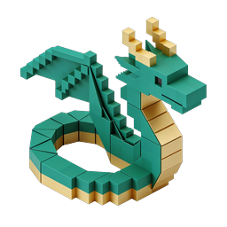 Icona drago pixel isometrica - Design 3D Voxel