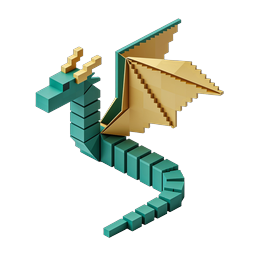 Pixel Dragon Isometric 3D Icon - Fantasy Game Art