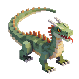 Pixel Dragon 3D Voxel Icon - Isometric Fantasy Creature