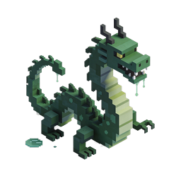 Pixel Dragon Isometric 3D Voxel Icon for Games