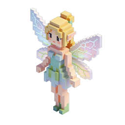 Icône de personnage voxel 3D fée en pixel | art en blocs isométrique