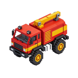 Pixel Fire Truck 3D Voxel Icon for Emergency Apps