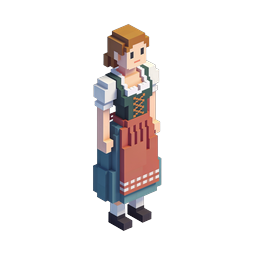 Pixel Girl Icon in Traditional Outfit - Playful Design