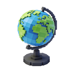 Pixel Globe Icon - 3D Earth Representation