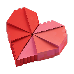 Icona cuore 3D Pixel - Simbolo dell'amore isometrico Voxel