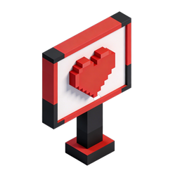 3D Pixel Heart Icon for Love and Wellness Themes