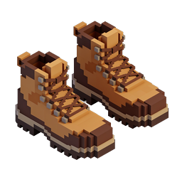 Pixel Hiking Boots - 3D Isometric Voxel Icon