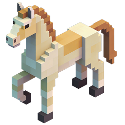 Pixel Horse Isometric 3D Voxel Icon for Games