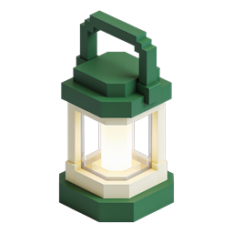 Pixel Art Lantern Icon - Isometric 3D Green Design
