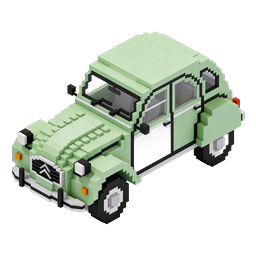 Pixel Art Limousine 3D Icon | Voxel Style Car