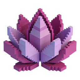 Pixel Lotus Flower Isometric Icon | 3D Voxel Design
