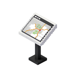 Ícone de quiosque de exibição de mapa isométrico em pixel art