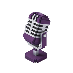 Pixel Microphone Icon - Retro 3D Voxel Audio Design