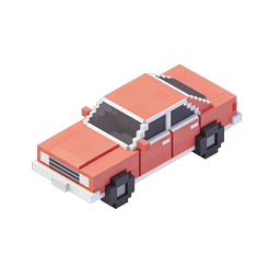 Ícone de Muscle Car em Pixel Art Voxel - Renderização 3D Retrô
