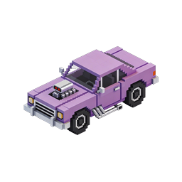 Purple Pixel Muscle Car Icon - Isometric Voxel Art