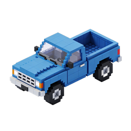 Ícone Voxel de Caminhonete Azul em Pixel Art