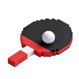 Icona 3D di racchetta da ping pong in pixel Voxel | Grafica sportiva