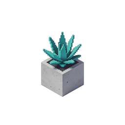 Pixel Plant in Concrete Cube Isometric Icon