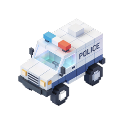 Pixel Police Car Isometric Voxel Icon
