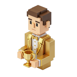 Voxel Priest Character Icon - 3D Pixel Art Religious Figure