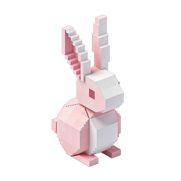 3D Voxel 픽셀 토끼 아이콘 - 아이소메트릭 버니