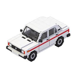 Pixel Art Rally Car Icon - Isometric 3D Vehicle Design
