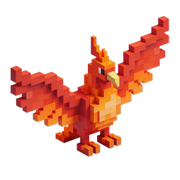 Pixel Rooster 3D Voxel Icon - Isometric Block Art