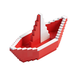 Ícone de Navio Pixel com Escada | Design Marítimo Isométrico 3D