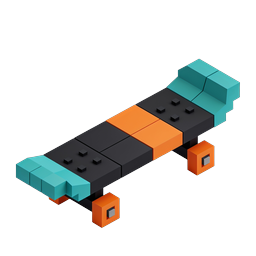 Biểu tượng 3D ván trượt pixel - Phong cách Voxel Isometric